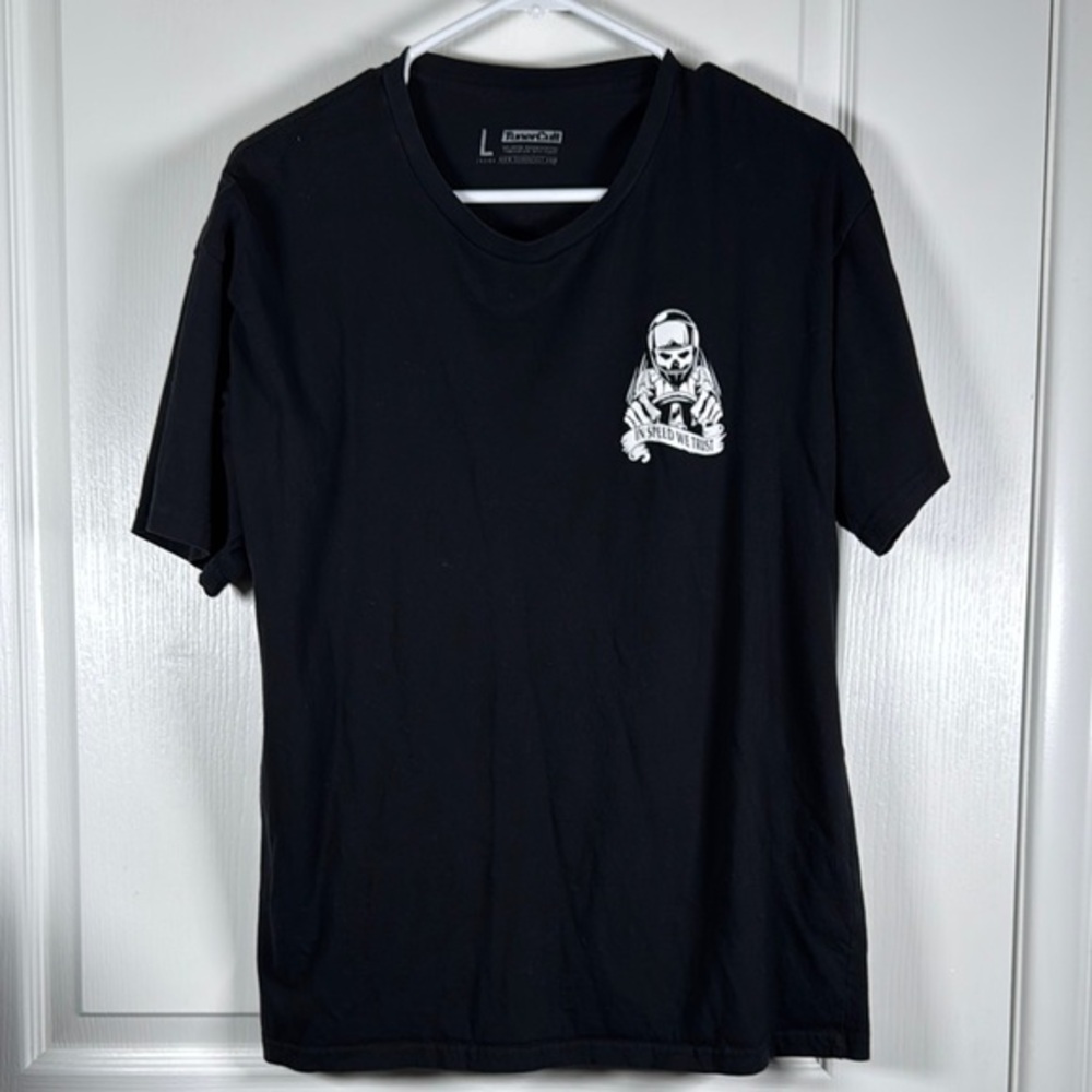 Tunercult Black Skull In Speed We Trust Black Graphic Shirt Size Large EUC #2529